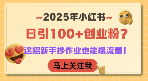 2025年小红书日引100+创业粉？这招新手抄作业也能爆流量！-千城资源网