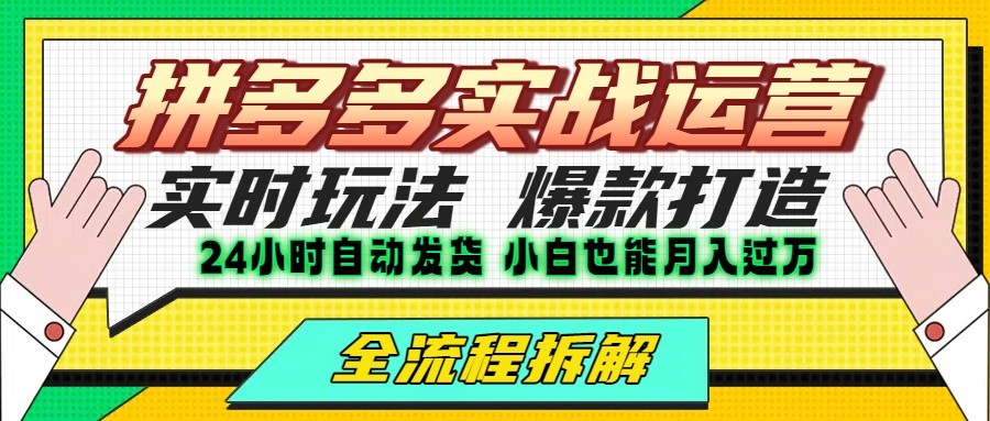 拼多多最新实战运营高投产：长久稳定项目，单店利润一天三位数-千城资源网