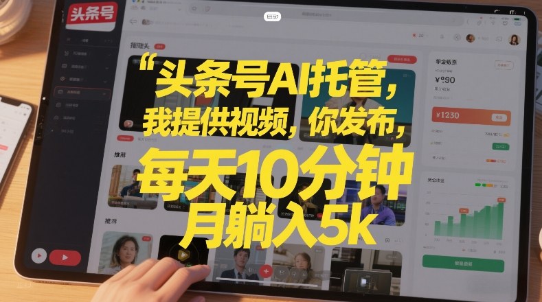 头条号AI托管，我提供视频，你发布，每天10分钟，月躺入5k+【揭秘】-千城资源网