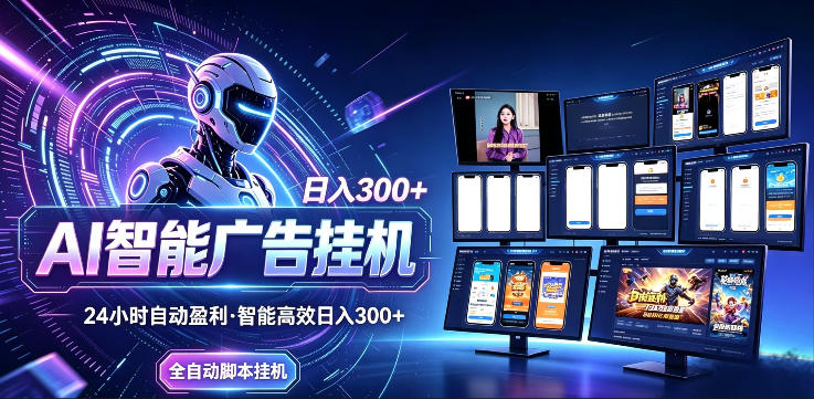 AI智能广告挂G项目，无需人工，单机稳定日入200+，可矩阵放大，24小时不间断刷广告賺收益【揭秘】-千城资源网