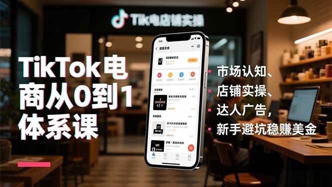 （16818期）TikTok电商从0到1体系课，市场认知、店铺实操、达人广告，新手避坑稳赚美金-千城资源网