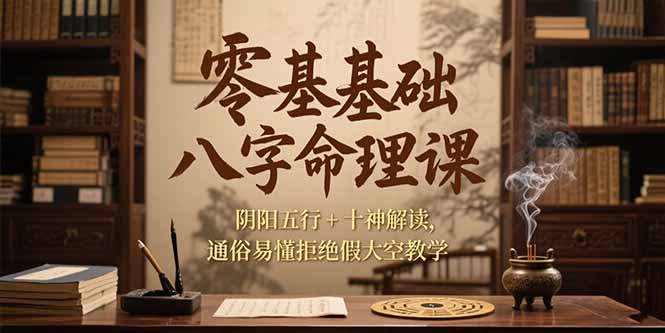 零基础八字命理课，阴阳五行+十神解读，通俗易懂拒绝假大空教学-千城资源网