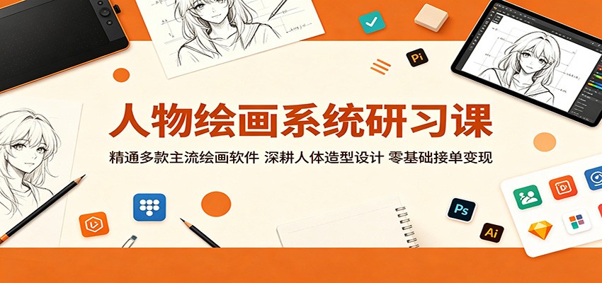 人物绘画系统研习课：精通多款主流绘画软件，深耕人体造型设计，零基础接单变现-千城资源网