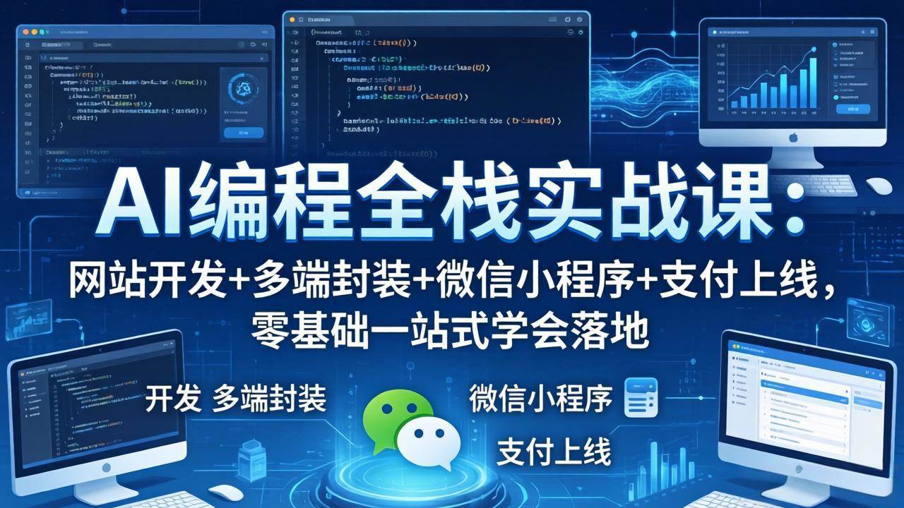 （18049期）AI编程全栈实战课：网站开发+多端封装+微信小程序+支付上线，零基础一站式学会落地-千城资源网