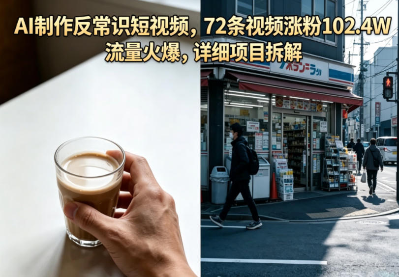 AI制作反常识短视频，72条视频涨粉102.4W，流量火爆，详细项目拆解-千城资源网