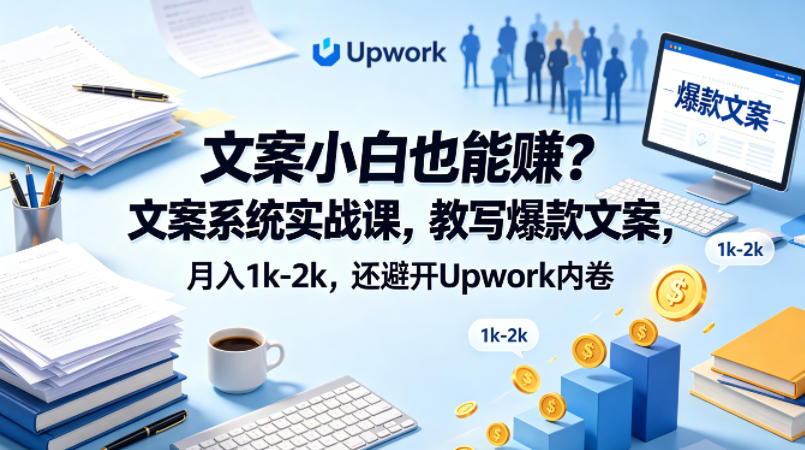 文案小白也能賺？文案系统实战课，教写爆款文案，月入1k-2k，还避开Upwork内卷【原创双语字幕】-千城资源网