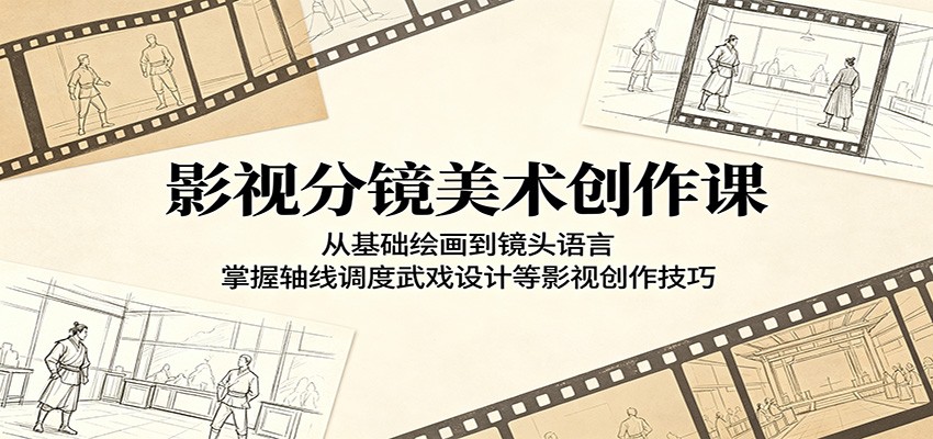 影视分镜美术创作课：从基础绘画到镜头语言，掌握轴线调度武戏设计等影视创作技巧-千城资源网