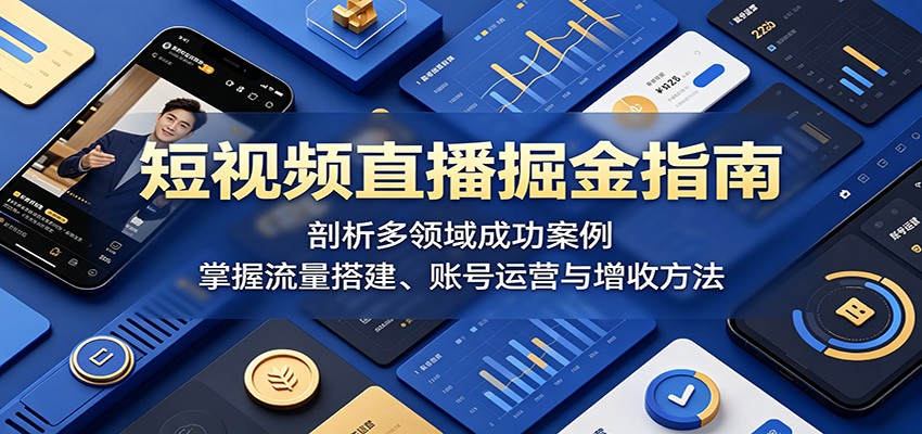 短视频直播掘金指南：剖析多领域成功案例，掌握流量搭建、账号运营与增收方法-千城资源网