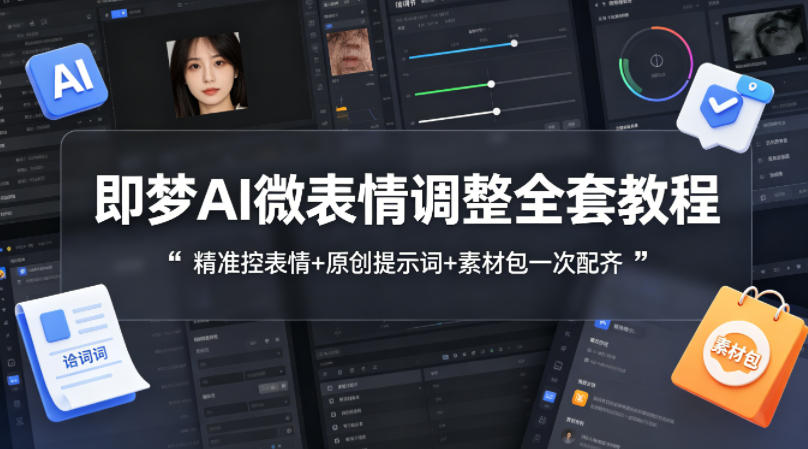 即梦AI微表情调整全套教程，精准控表情+原创提示词+素材包一次配齐-千城资源网