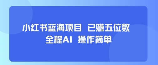 小红书蓝海项目，全程AI，操作简单，已挣五位数-千城资源网