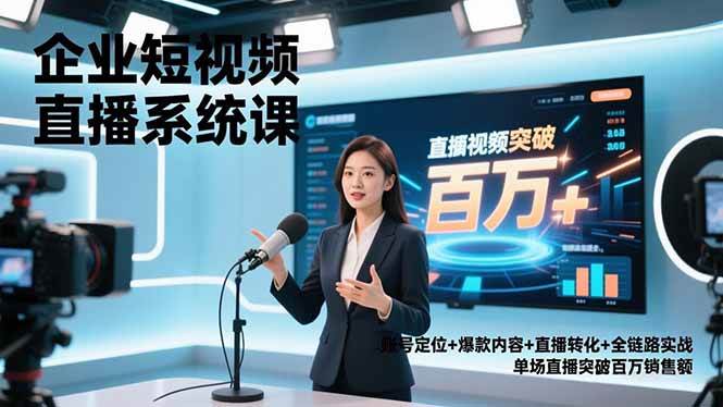 （16878期）企业短视频直播系统课，账号定位+爆款内容+直播转化+全链路实战，单场直播突破百万销售额-千城资源网