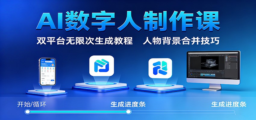 AI数字人制作课：双平台无限次生成教程，人物背景合并技巧-千城资源网