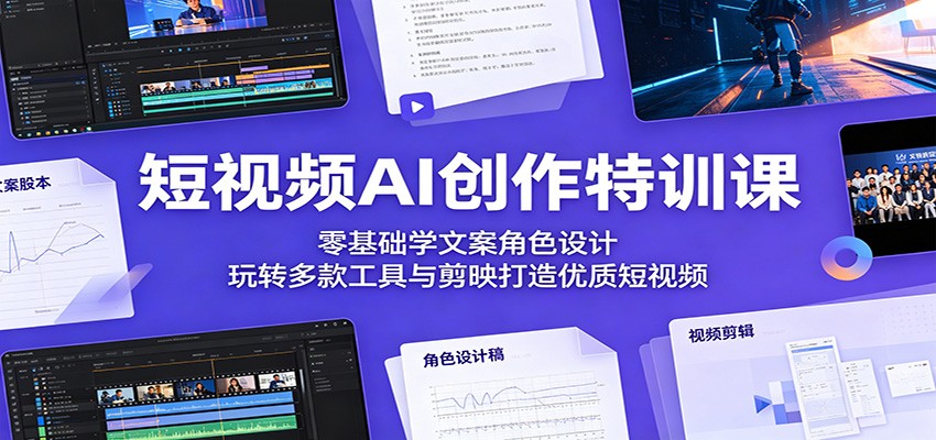 短视频AI创作特训课：零基础学文案角色设计，玩转多款工具与剪映打造优质短视频-千城资源网