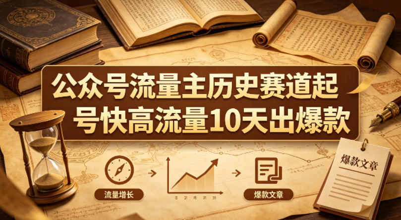 公众号流量主之历史赛道，起号快+高流量，10天就能出爆款！-千城资源网