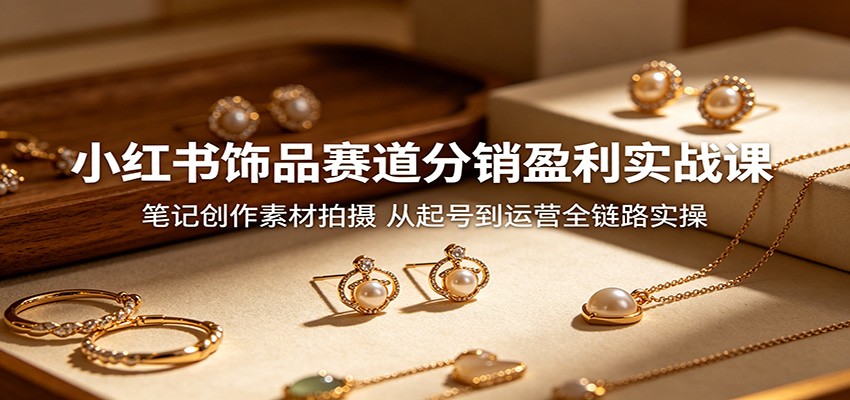 小红书饰品赛道分销盈利实战课：笔记创作素材拍摄，从起号到运营全链路实操-千城资源网