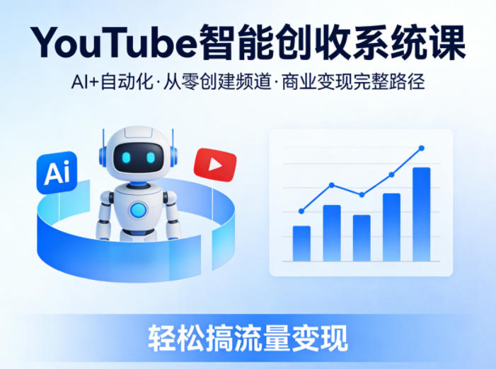 YouTube智能创收系统课，AI+自动化，从零创建YouTube频道并实现商业变现的完整路径，轻松搞流量变现-千城资源网
