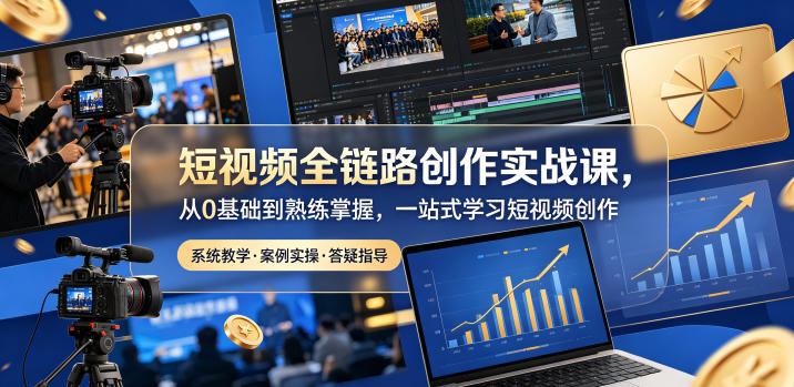 短视频全链路创作实战课，从0基础到熟练掌握，一站式学习短视频创作-千城资源网