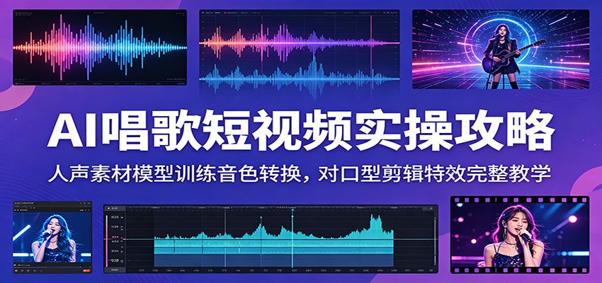 AI唱歌短视频实操攻略：人声素材模型训练音色转换，对口型剪辑特效完整教学-千城资源网