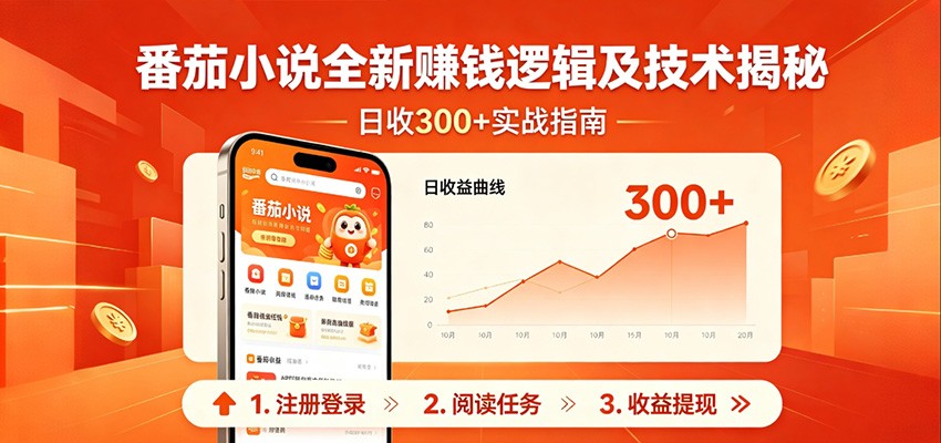番茄小说全新赚钱逻辑及技术日收300+，小白新书皆可做！无脑赚就行了！-千城资源网