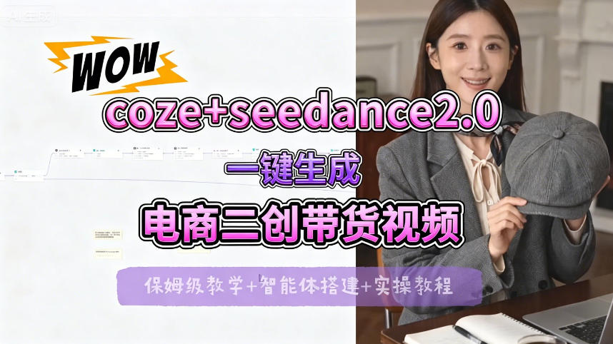 【Coze工作流搭建实操教程】seedance2.0+coze一键生成电商二创带货视频，全流程保姆级教学-千城资源网