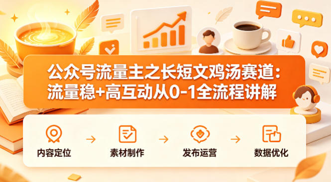 公众号流量主之长短文鸡汤赛道，流量稳+高互动，从0-1全流程讲解-千城资源网