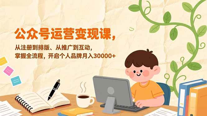 （17067期）公众号运营变现课，从注册到排版、从推广到互动，掌握全流程，开启个人品牌月入30000+-千城资源网