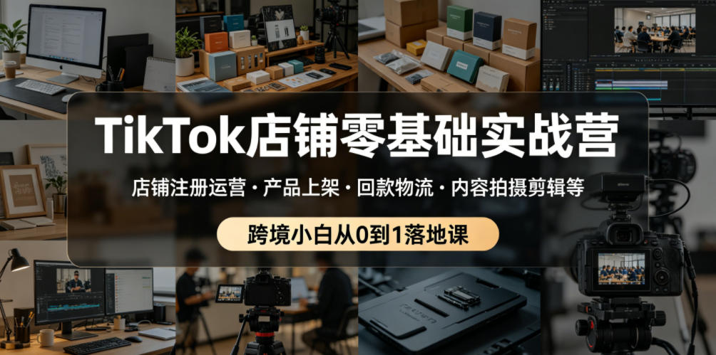 TikTok店铺零基础实战营，店铺注册运营・产品上架・回款物流・内容拍摄剪辑等 ，跨境小白从0到1落地课-千城资源网