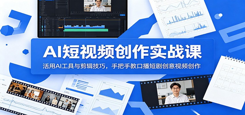 AI短视频创作实战课：活用AI工具与剪辑技巧，手把手教口播短剧创意视频创作-千城资源网