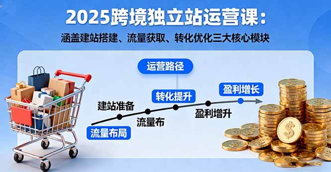 （16211期）2025跨境独立站运营课：涵盖建站搭建、流量获取、转化优化三大核心模块-千城资源网