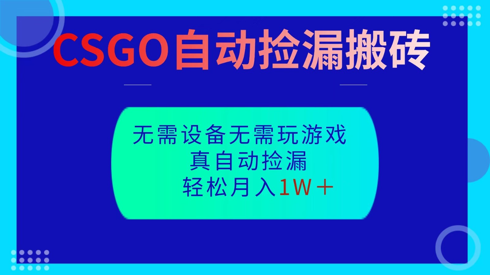 CSGO自动捡漏搬砖，当天操作当天见结果，无需了解游戏，包教包会包落地-千城资源网