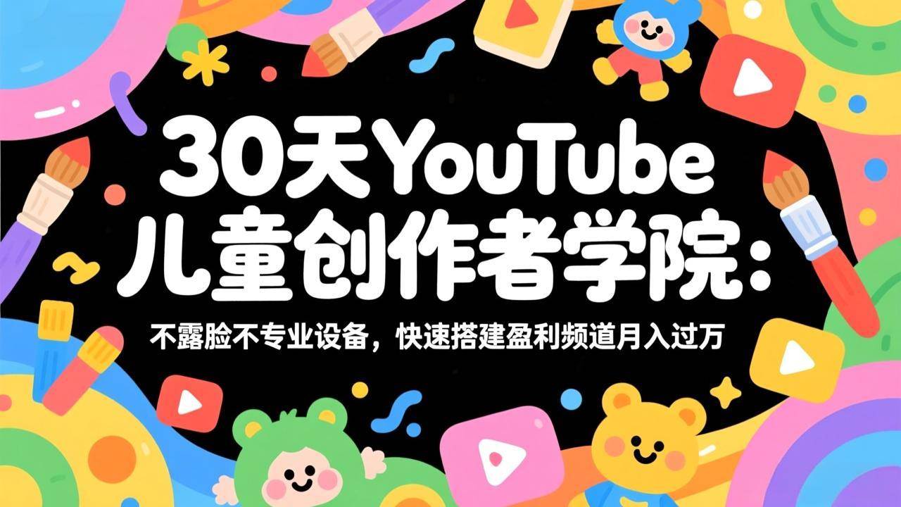 （17554期）30天YouTube儿童创作者学院：不露脸不专业设备，快速搭建盈利频道月入过万-千城资源网