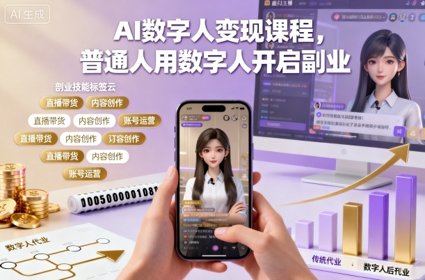 AI数字人变现课程，普通人用数字人开启副业-千城资源网