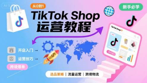TikTok Shop从0到1运营教程，TikTok跨境电商新手必学课程-千城资源网