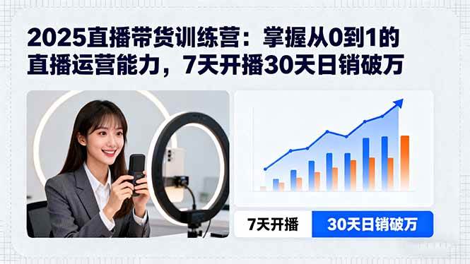 （15989期）2025直播带货训练营：掌握从0到1的直播运营能力，7天开播30天日销破万-千城资源网