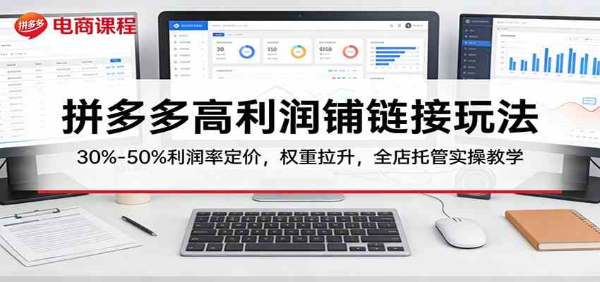 拼多多高利润铺链接玩法：30%–50%利润率定价，权重拉升，全店托管实操教学-千城资源网
