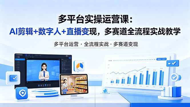 （18193期）某团队多平台实操运营课-更新26年4月25：AI剪辑+数字人+直播变现，多赛道全流程实战教学-千城资源网