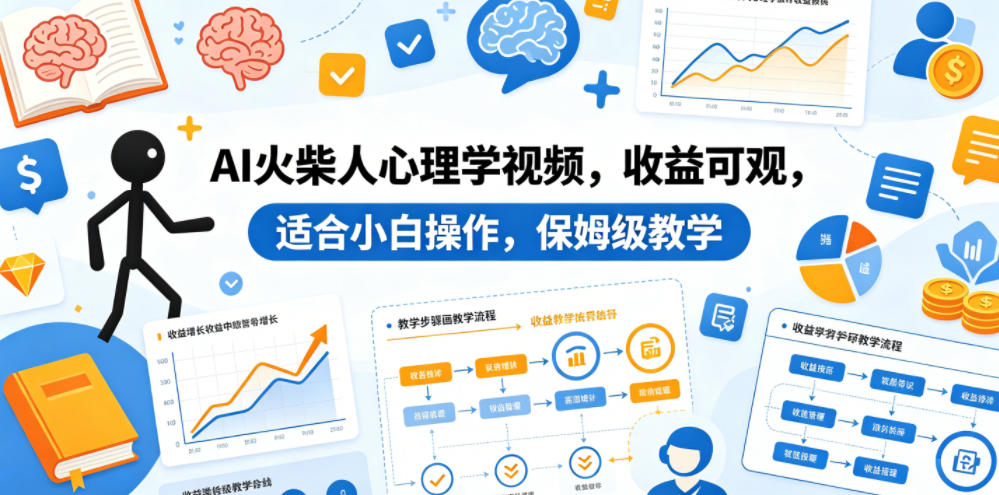 AI火柴人心理学视频，收益可观，适合小白操作，保姆级教学-千城资源网