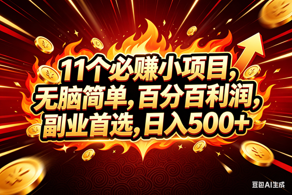 （18245期）11个必赚钱的小项目，百分百赚米，无脑简单，副业首选，日入300+-千城资源网