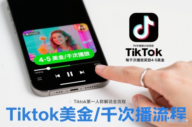 TK中视频计划项目，Tiktok第一人称解说流程，每干次播放奖励4-5美金-千城资源网