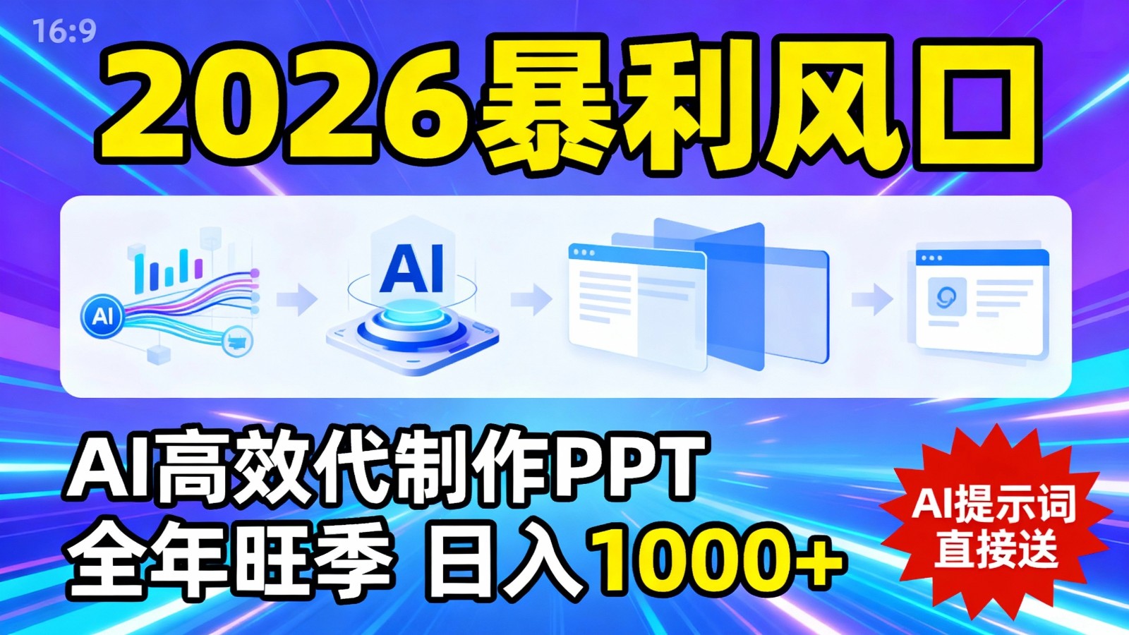 2026暴利！用AI高效代制作 PPT，全年旺季，日入 1000+，提示词直接送！-千城资源网