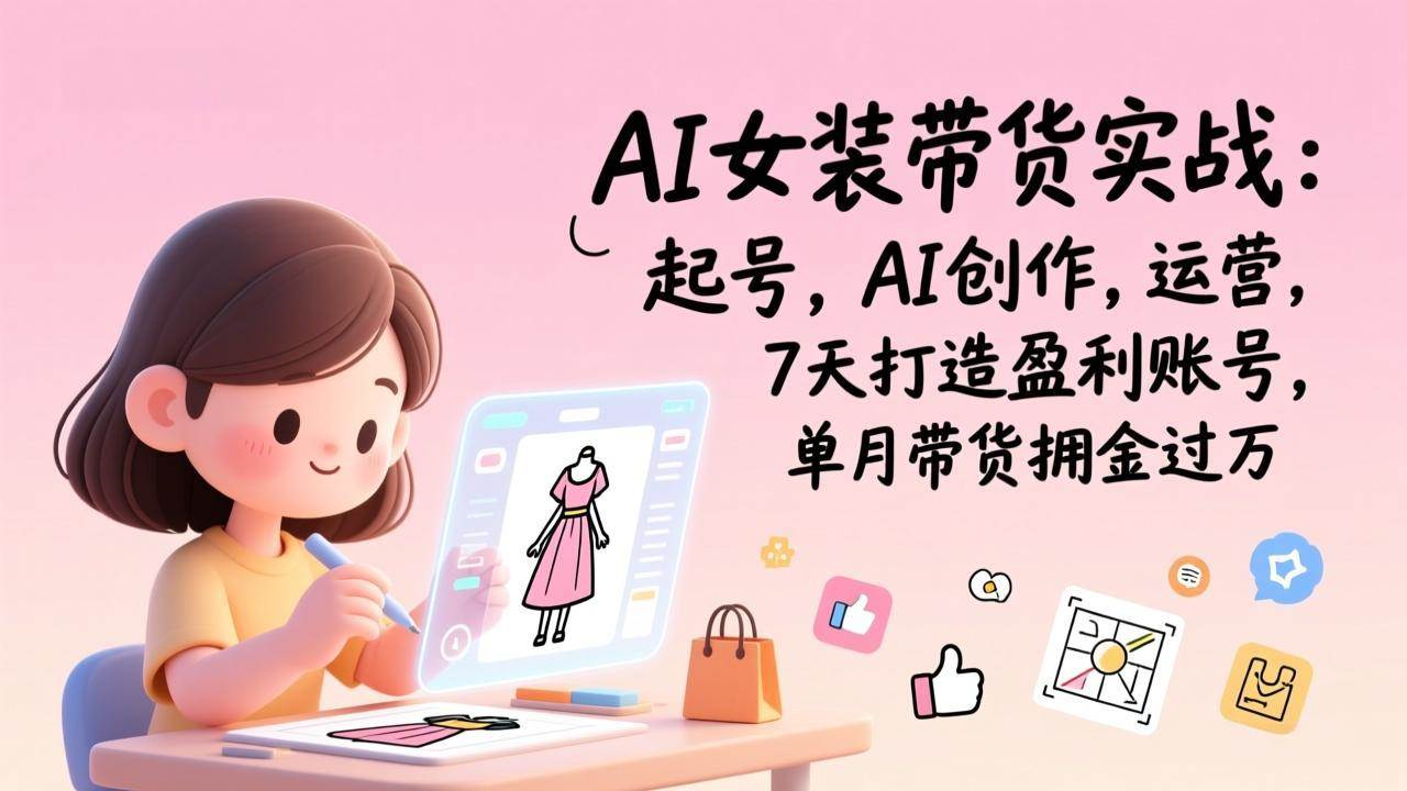 （17088期）AI女装带货实战：起号，AI创作，运营，7天打造盈利账号，单月带货佣金过万-千城资源网