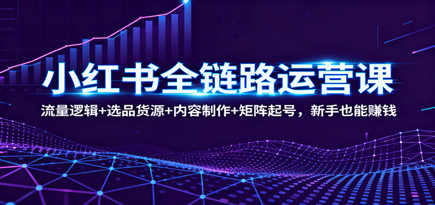 小红书全链路运营课：流量逻辑+选品货源+内容制作+矩阵起号，新手也能赚钱-千城资源网