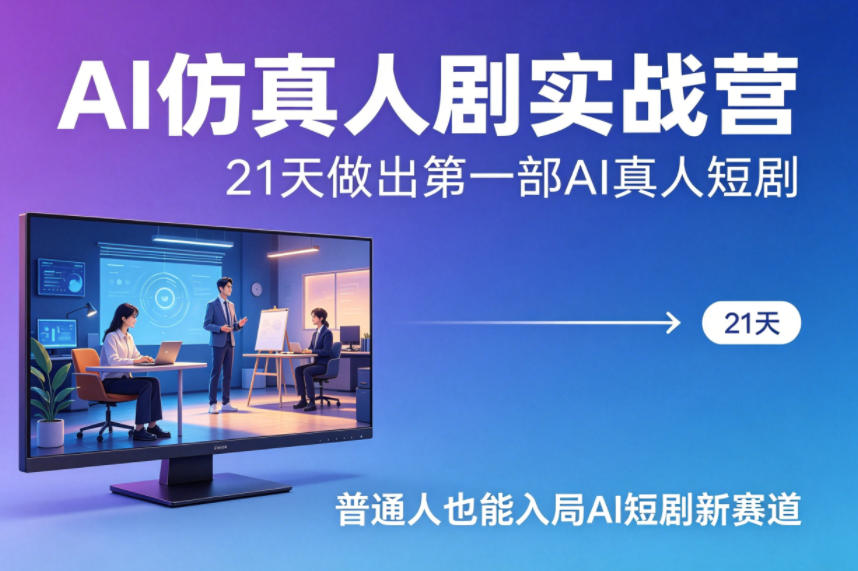 AI仿真人剧实战营，21天做出第一部AI真人短剧，普通人也能入局AI短剧新赛道-千城资源网