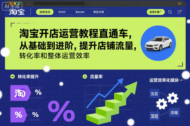淘宝开店运营教程直通车，从基础到进阶，提升店铺流量，转化率和整体运营效率（更新26年4月20日）-千城资源网