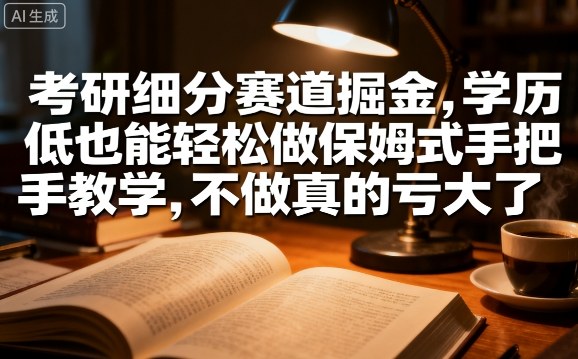 考研细分赛道掘金，日入1k+，学历低也能轻松做保姆式手把手教学，不做真的亏大了【揭秘】-千城资源网