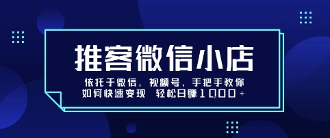 推客微信小店依托于微信、视频号，手把手教你如何快速变现 轻松日入1k+【揭秘】-千城资源网