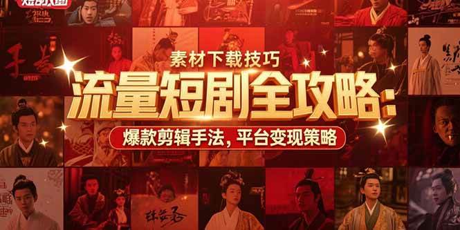 （15431期）流量短剧全攻略：素材下载技巧，爆款剪辑手法，平台变现策略-千城资源网