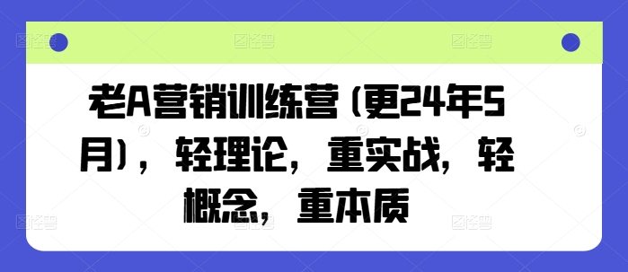 老A营销训练营(更25年7月)，轻理论，重实战，轻概念，重本质-千城资源网