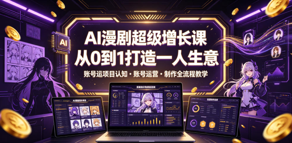 AI漫剧超级增长课，从0到1打造一人生意，项目认知・账号运营・制作全流程教学-千城资源网