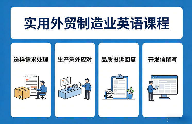 实用外贸制造业英语课程，教你专业处理送样请求、应对生产意外、回复品质投诉、撰写开发信等-千城资源网